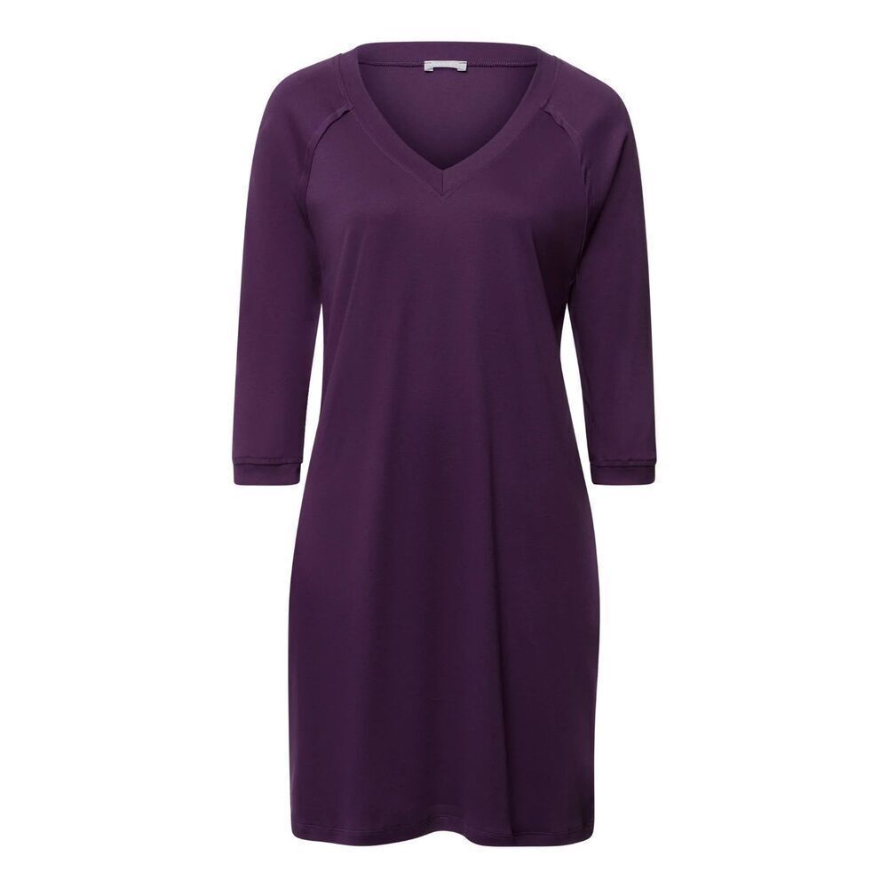 New HANRO Pure Essence 3/4 Sleeve V Neck  Nightgown Cotton Amethyst Comfort XS